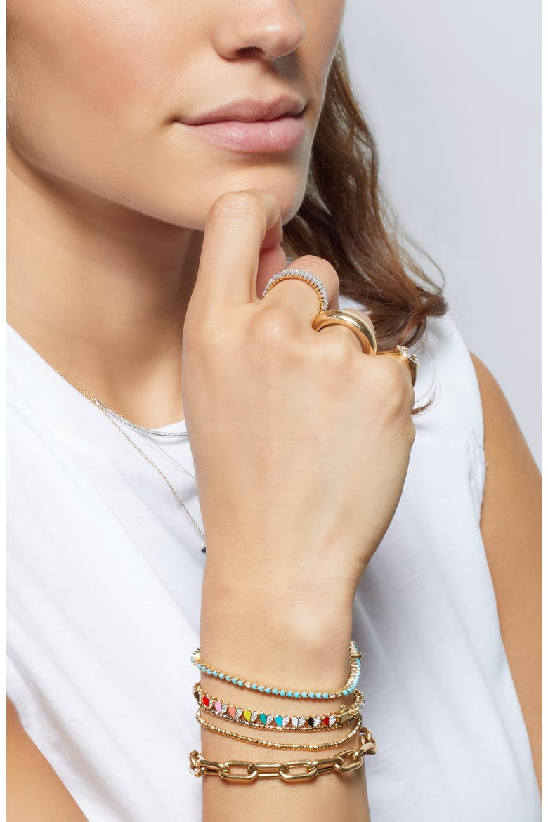 Folded Heart Diamond Tennis Bracelet, Alternate, color, YELLOW GOLD