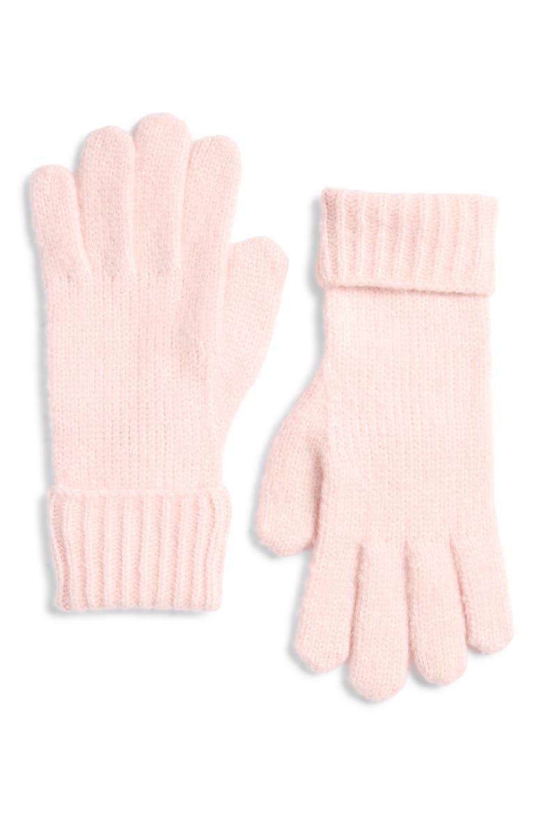 Ribbed Cuff Gloves, Main, color, PALE PINK