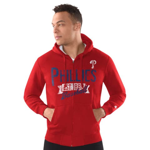 Men's Starter  Red Philadelphia Phillies Distressed Full-Zip Hooded Jacket