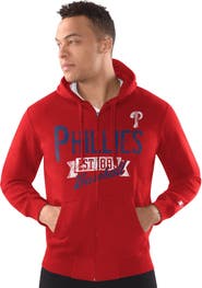 STARTER Men's Starter Red Philadelphia Phillies Distressed Full-Zip Hooded Jacket