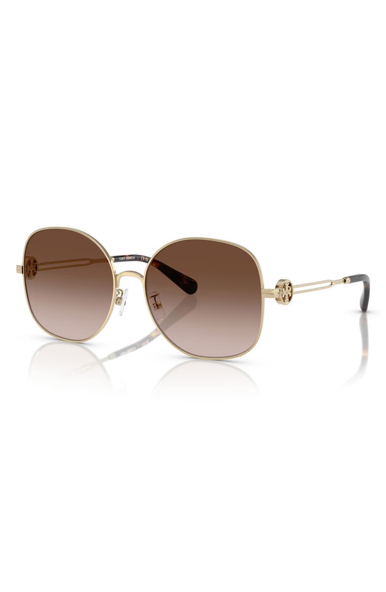 Tory Burch 56mm Gradient Round Sunglasses, Alternate, color, Gold