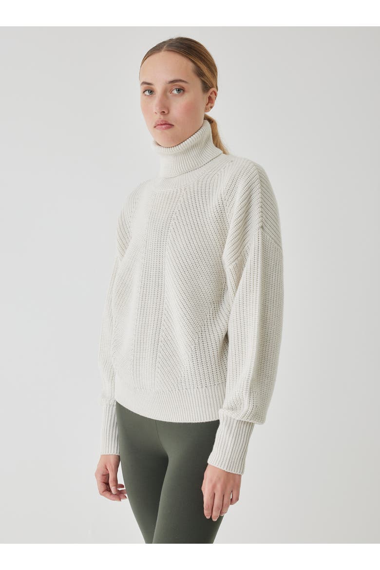 Merino Rib Long Sleeve Mock Neck Turtleneck, Alternate, color, MILK