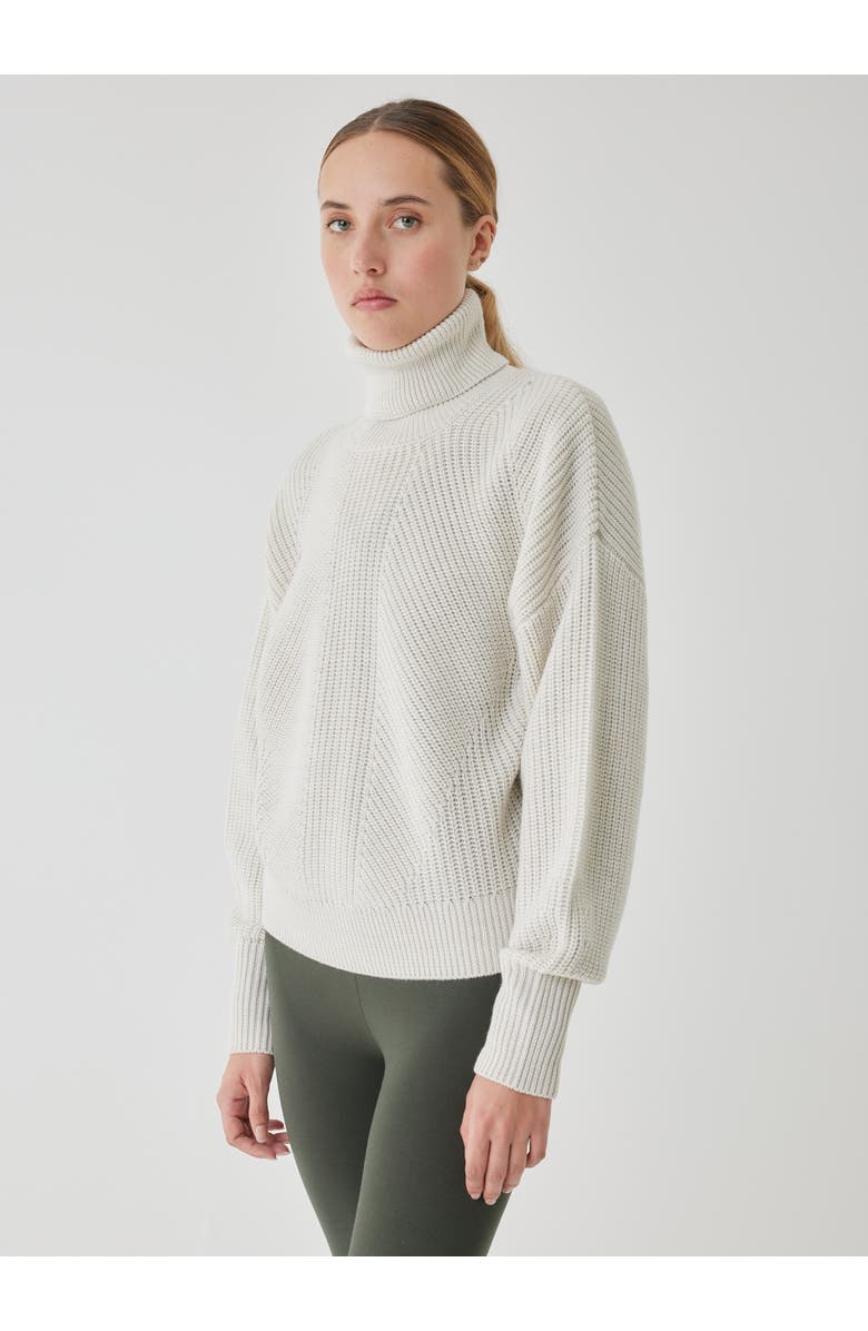 Majestic Filatures Merino Rib Long Sleeve Mock Neck Turtleneck, Alternate, color, Milk