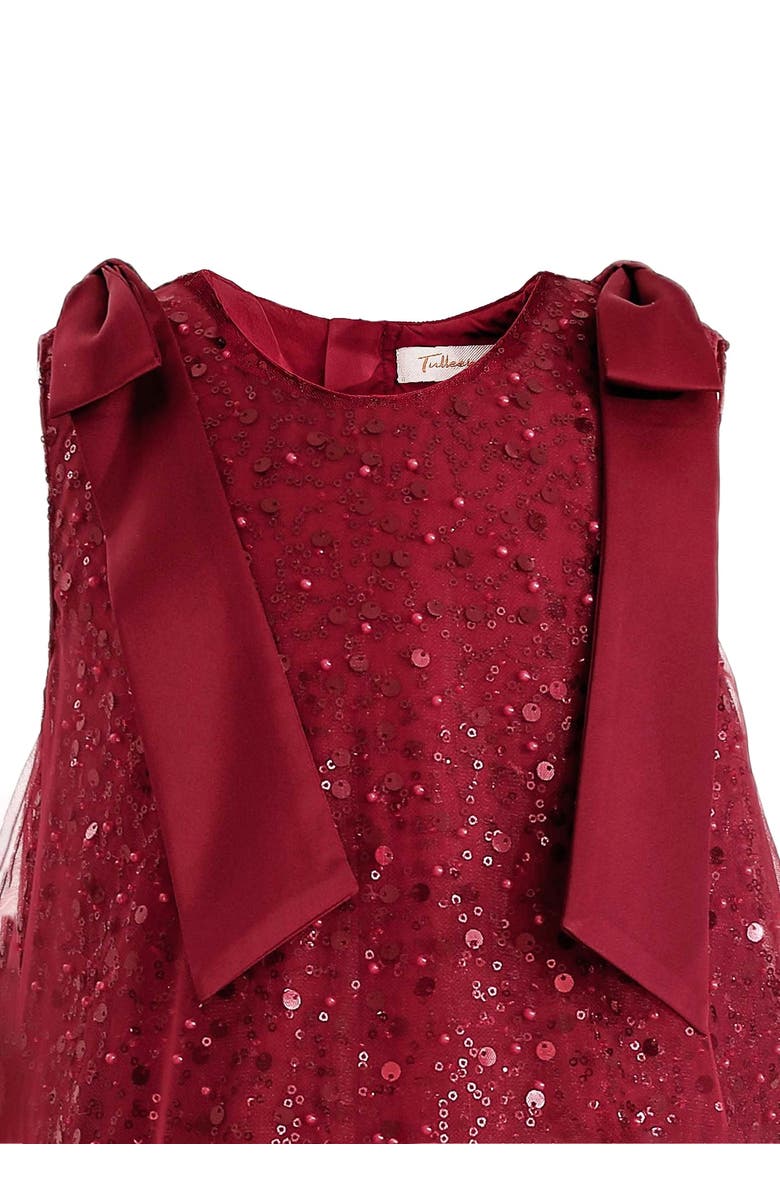 Tulleen Sequin Feather Dress, Alternate, color, Red