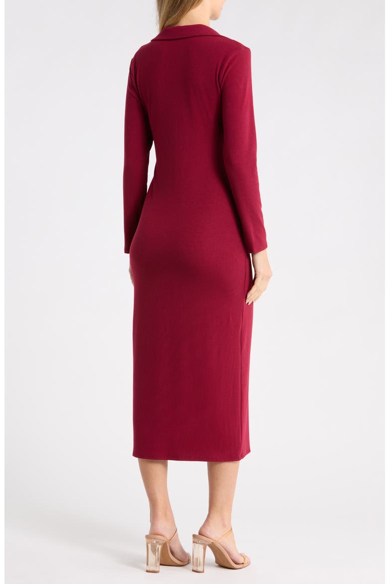Rib Knit Polo Shirtdress, Alternate, color, WINE