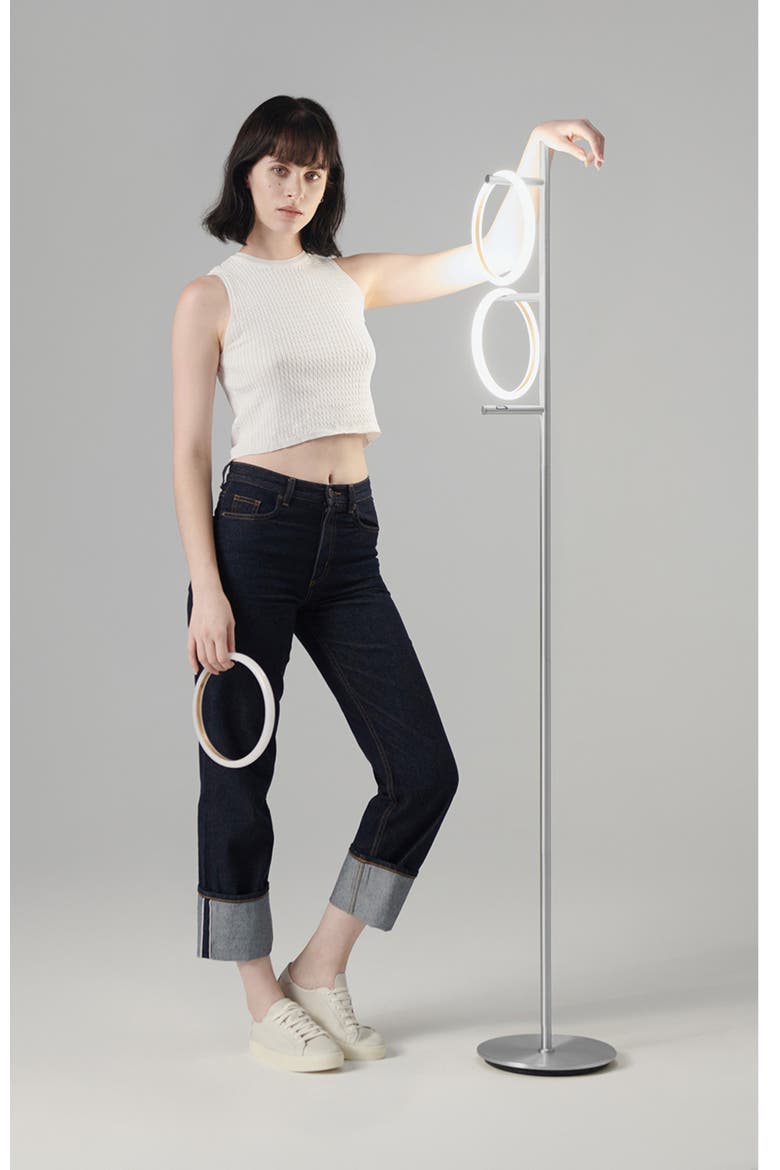 Saturn 66" LED Modern Ring Floor Lamp with Detachable Lights, Alternate, color, Polished Silver