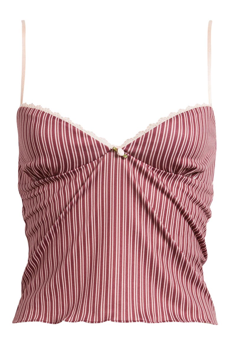 Gigi Stripe Lace Trim Crop Camisole, Alternate, color, PINK STRIPED