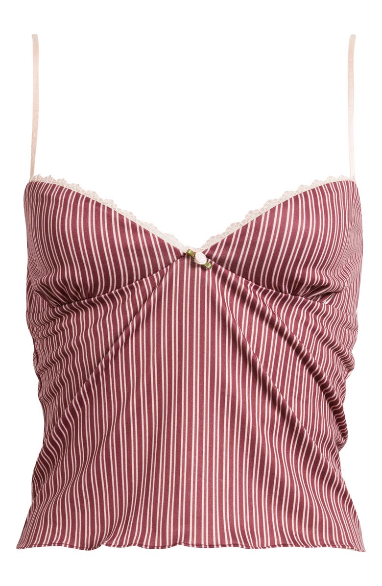 Bella Venice Gigi Stripe Lace Trim Crop Camisole, Alternate, color, Pink Striped