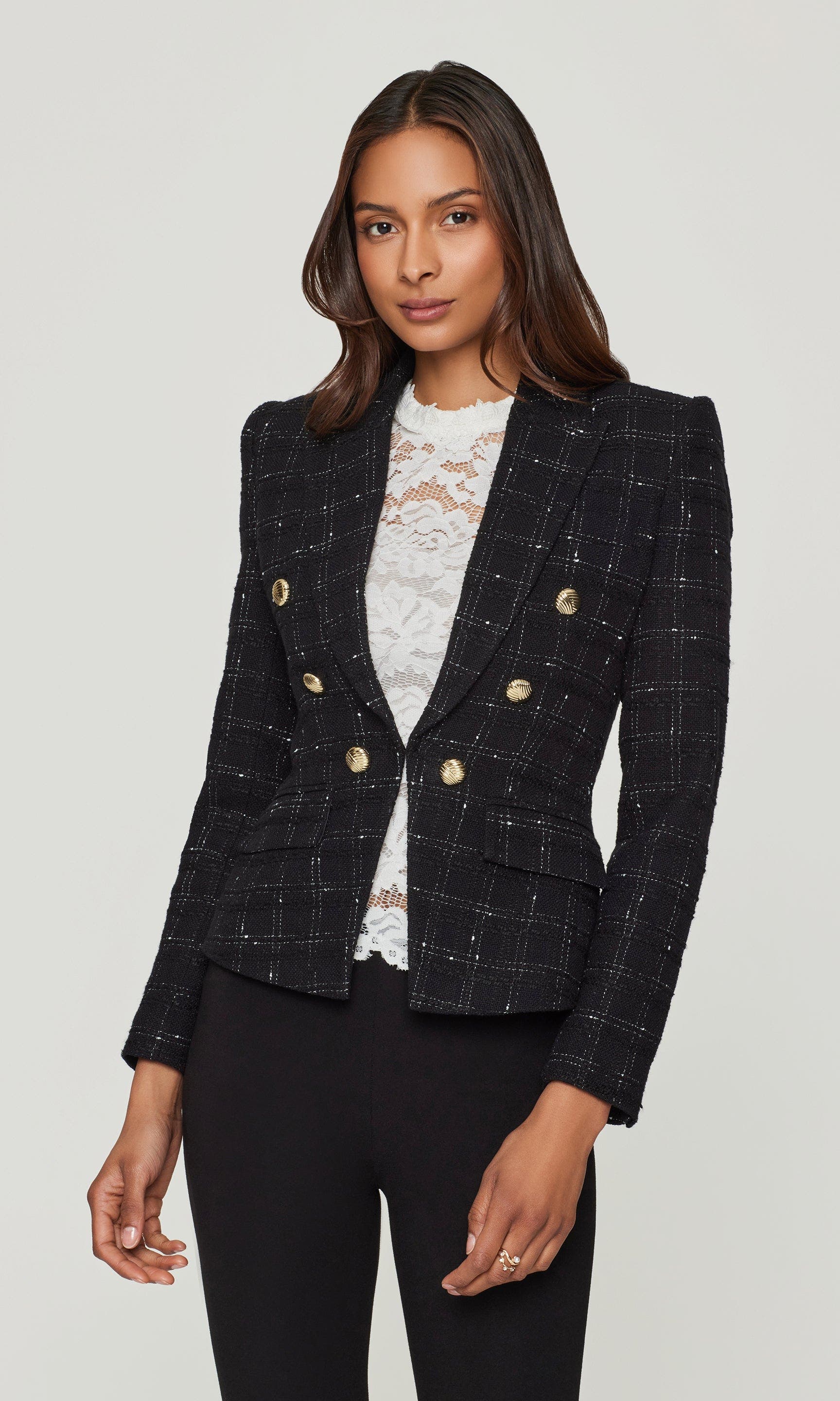 Elsa Windowpane Tweed Blazer - image 2