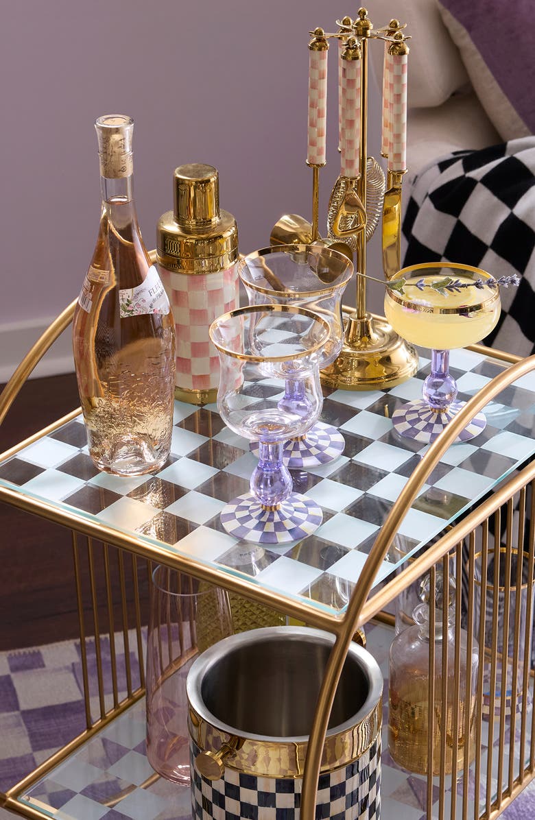 MACKENZIE CHILDS Violet Check Wine Glass, Alternate, color, Violet