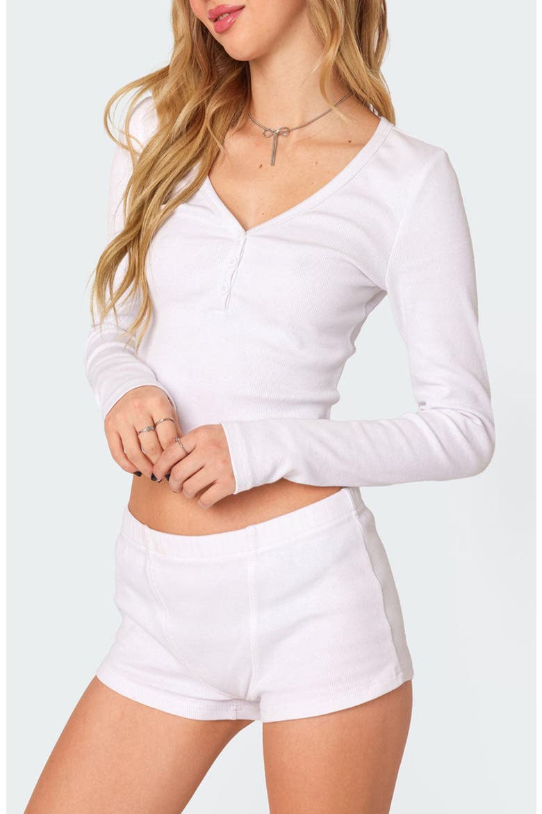 Rebekah Rib Henley Top, Alternate, color, WHITE