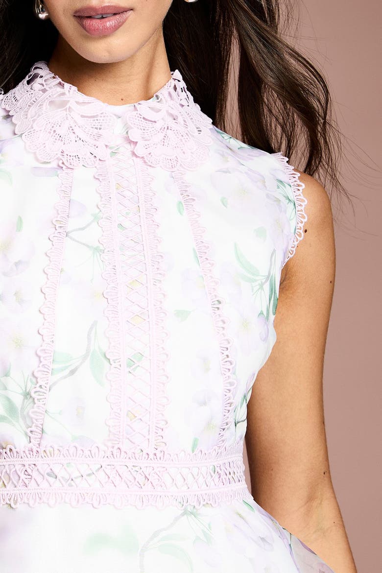 Floral Tiered Midi Dress, Alternate, color, Ivory