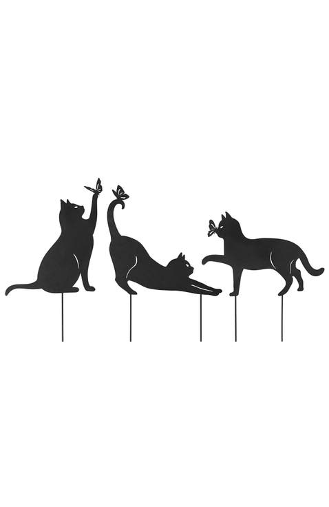 Multi-functional 2-in-1 Set of 3 Black Metal Rubbit Cat Dog Silhouette Picks