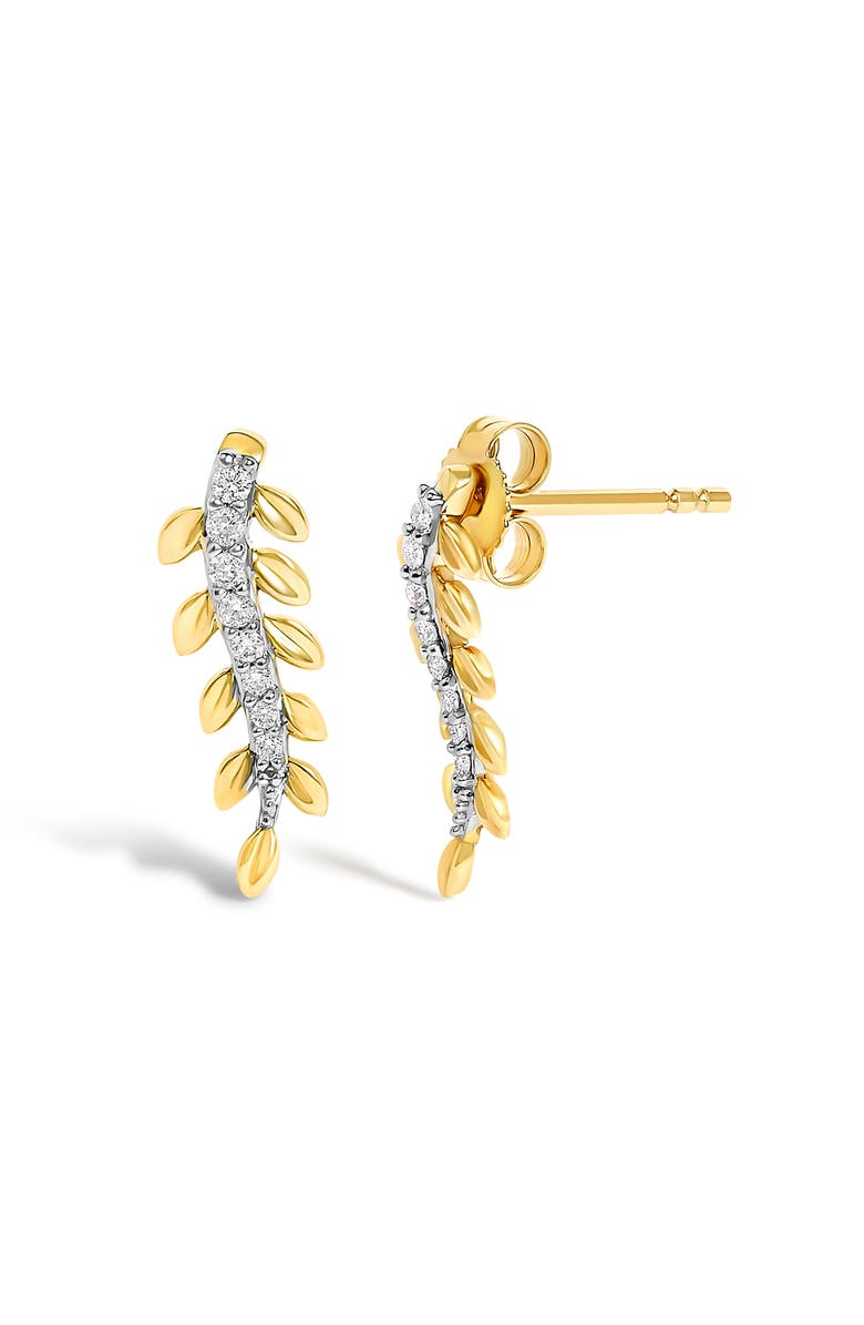 Haus of Brilliance 14K Yellow Gold 1/10 Cttw Diamond Leaf Drop Stud Earrings, Alternate, color, Yellow Gold
