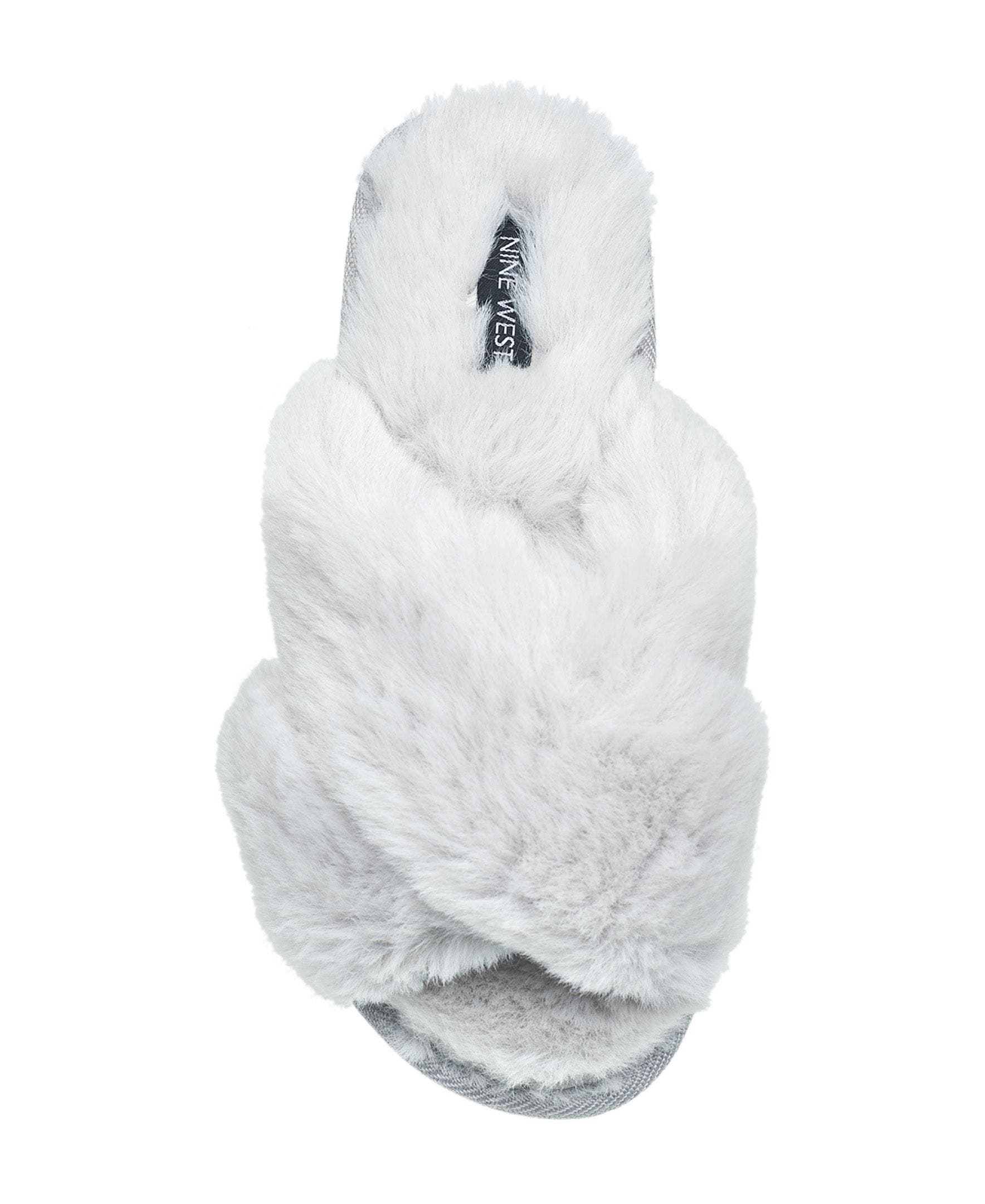X-Band Faux Fur Slippers, Alternate, color, Ash Grey