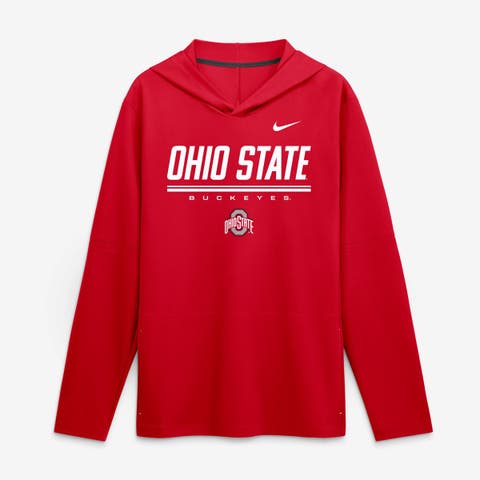 Men's Nike Scarlet Ohio State Buckeyes 2026 Sideline Lightweight Long Sleeve Hooded Dri-FIT Top