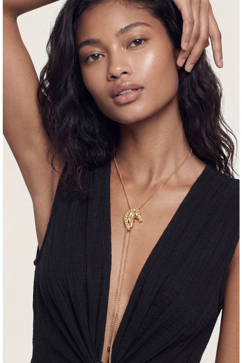 Stallion Lariat Necklace, Alternate, color, GOLD