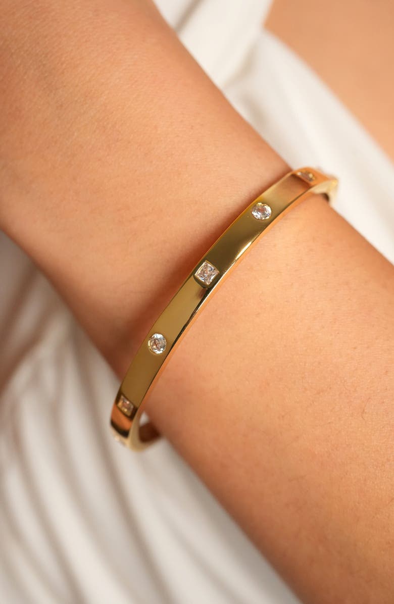 ARGENTO VIVO Crystal Hingle Bangle, Alternate, color, Gold