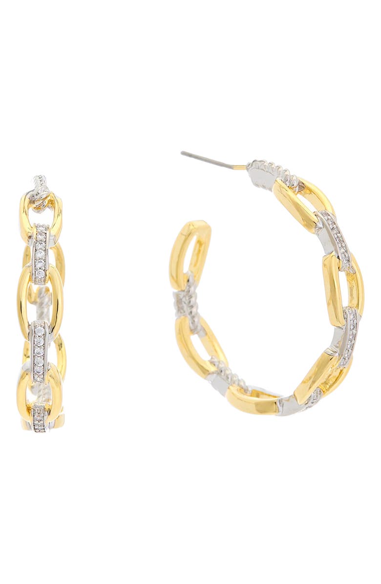 Juvell Two-Tone Cubic Zirconia Chain Hoop Earrings, Main, color, Two Tone