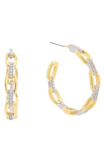 Juvell Two-tone Cubic Zirconia Chain Hoop Earrings In Multi