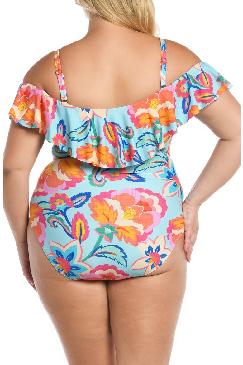 Breezy Off the Shoulder One-Piece Swimsuit, Alternate, color, MULTI
