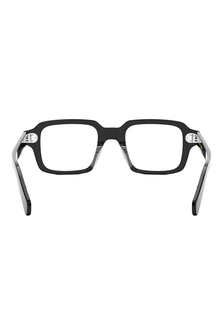 Bold 3 Dots 49mm Small Rectangular Optical Sunglasses, Alternate, color, SHINY BLACK