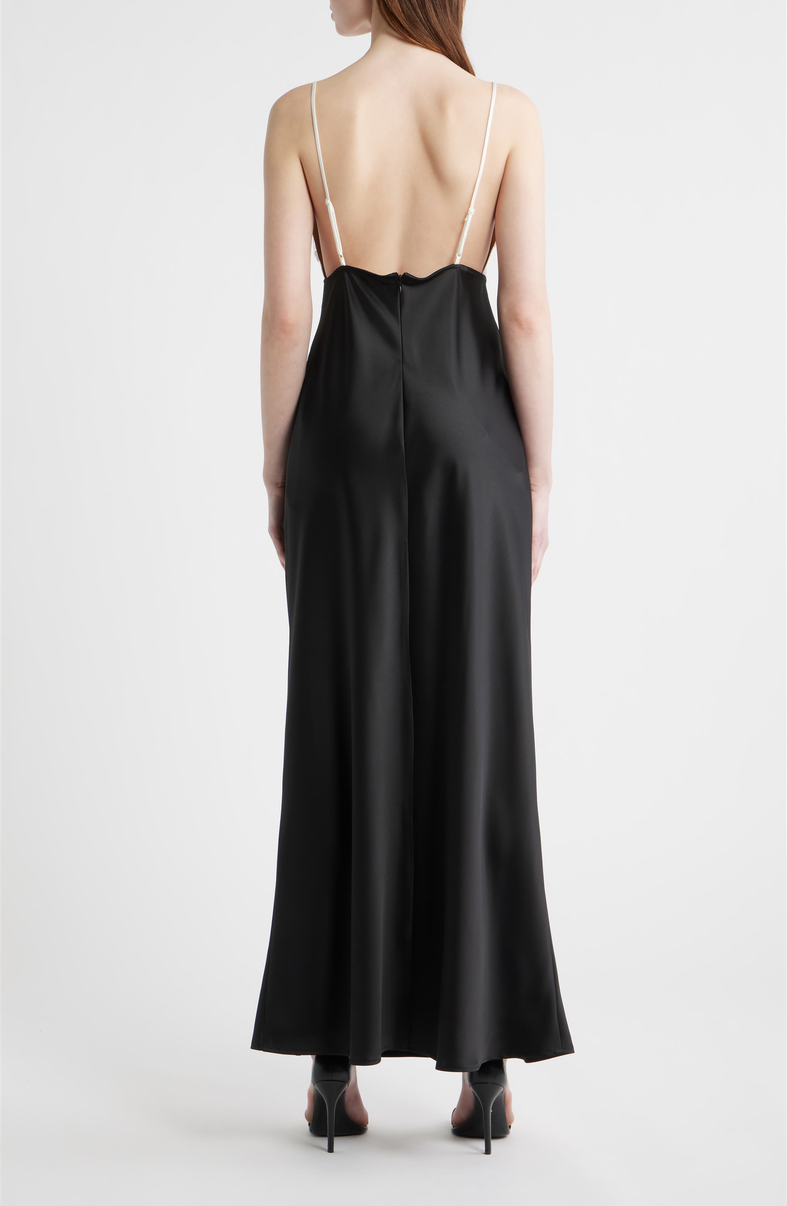 Ottilie Lace Bodice Open Back Satin Gown - image 2