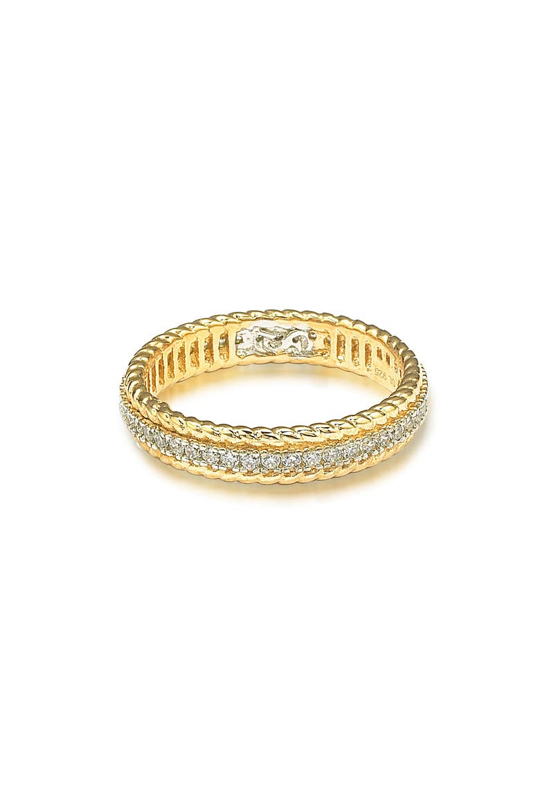 French Filigree Cubic Zirconia Eternity Ring, Alternate, color, YELLOW