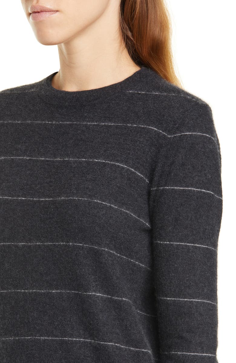 Vince Stripe Fitted Cashmere Crewneck Sweater, Alternate, color,