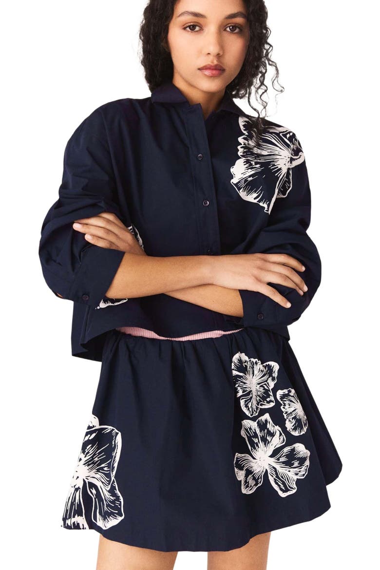 Cropped cotton shirt, Main, color, Navy