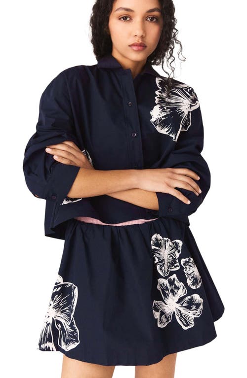 maje Cropped cotton shirt in Navy at Nordstrom, Size Small