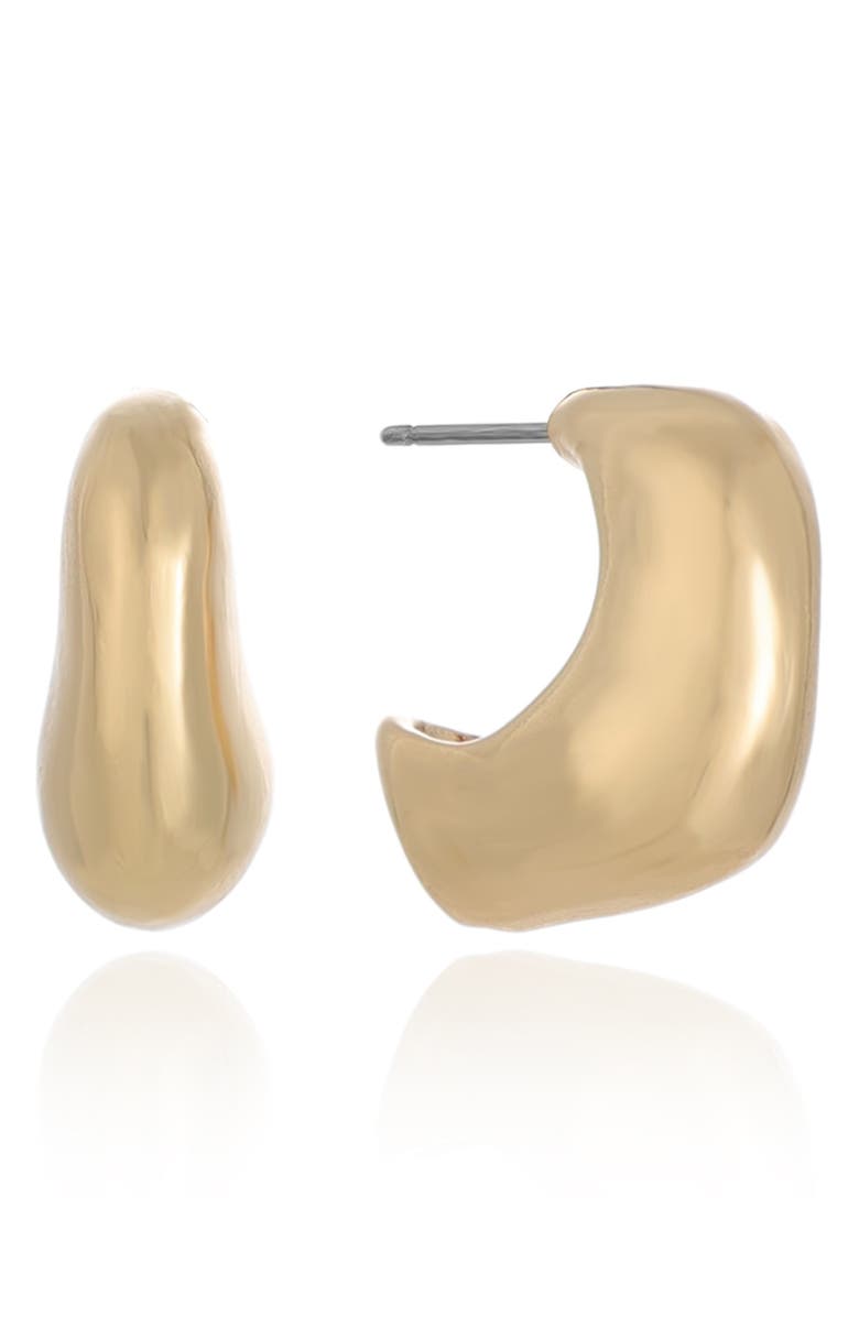 Ettika Molten Square Hoop Earrings, Main, color, Gold