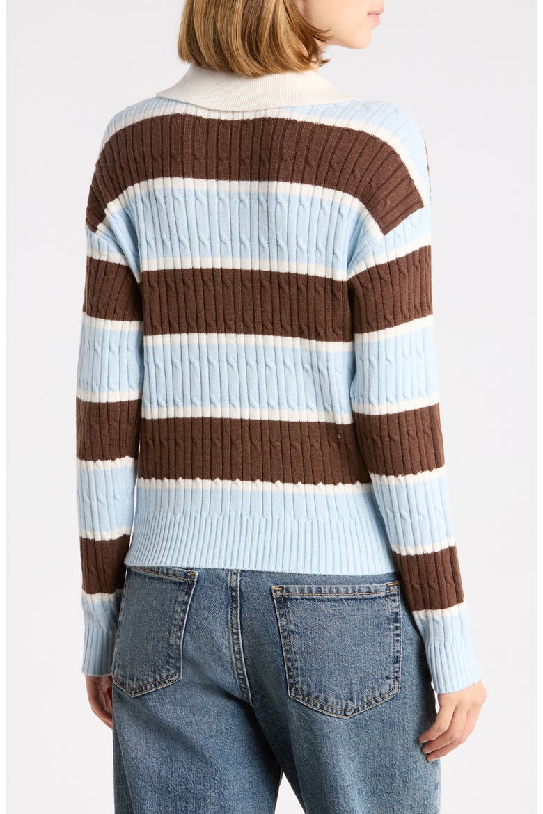 Striped Cable Knit Polo Sweater, Alternate, color, BLUE COMBO