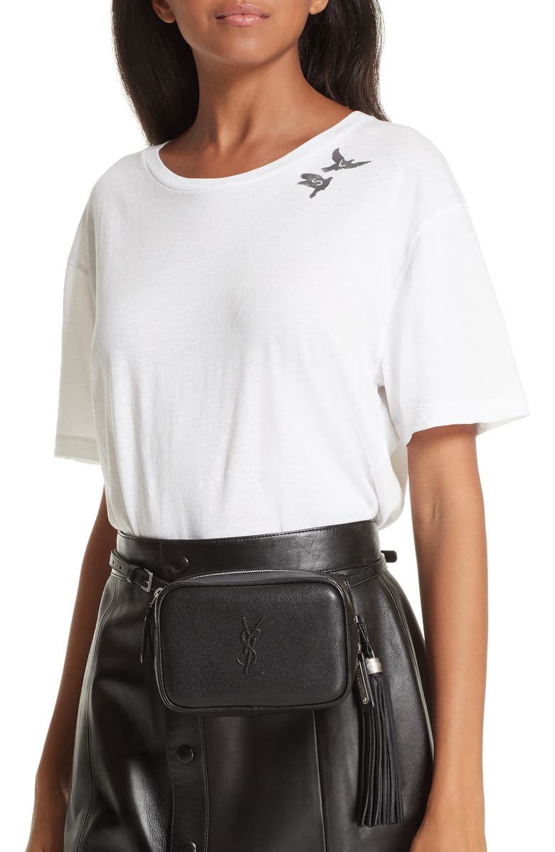 Saint Laurent Loulou Tassel Leather Belt Bag, Alternate, color,