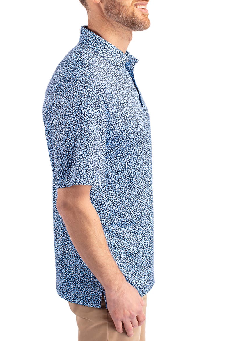 Magnolia Scatter Print Performance Polo, Alternate, color, ATLAS/ NAVY BLUE