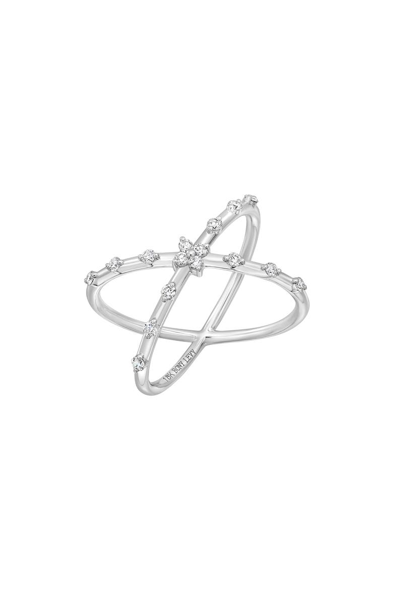 Aviva Diamond Station Crossover Ring (Nordstrom Exclusive), Main, color, 18KW