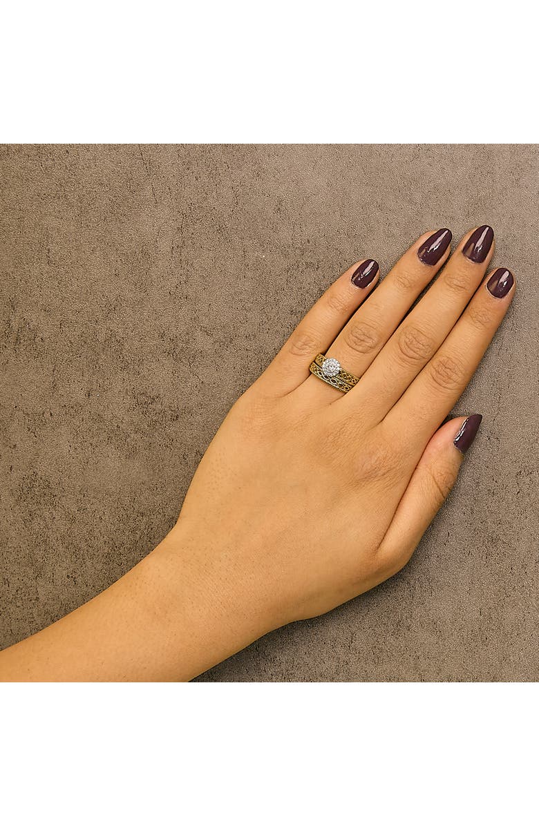 Haus of Brilliance 14K Yellow Gold Plated Silver 1/5 Cttw Diamond Engagement Ring and Wedding Band Set, Alternate, color, Yellow