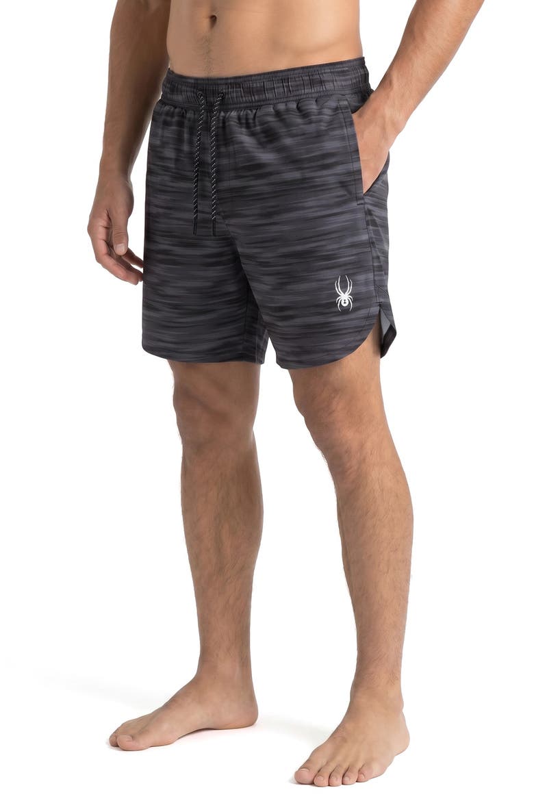 Jute Scallop Volley Swim Shorts, Alternate, color, BLACK