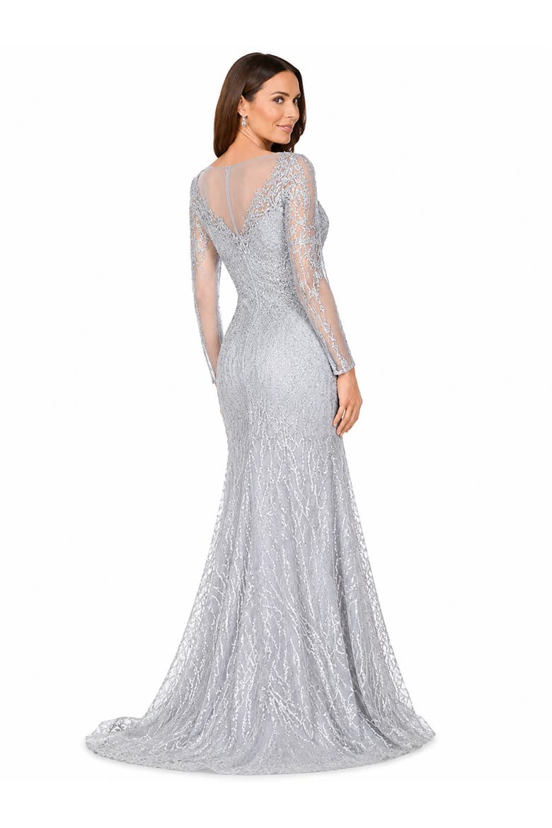 Beaded Faux-Wrap V-Neck Bridal Gown, Alternate, color, Silver