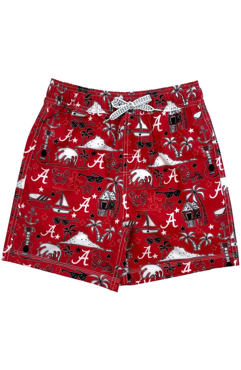 Wes & Willy Youth Wes & Willy Crimson Alabama Crimson Tide Luau Swim Trunks, Alternate, color, Crimson