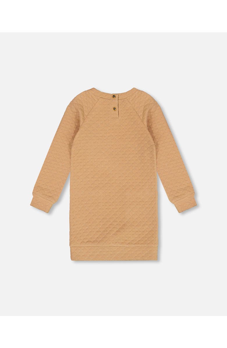 Deux par Deux Girl's Long Sleeve Shiny Quilted Dress With Pocket Golden Brown, Alternate, color, 