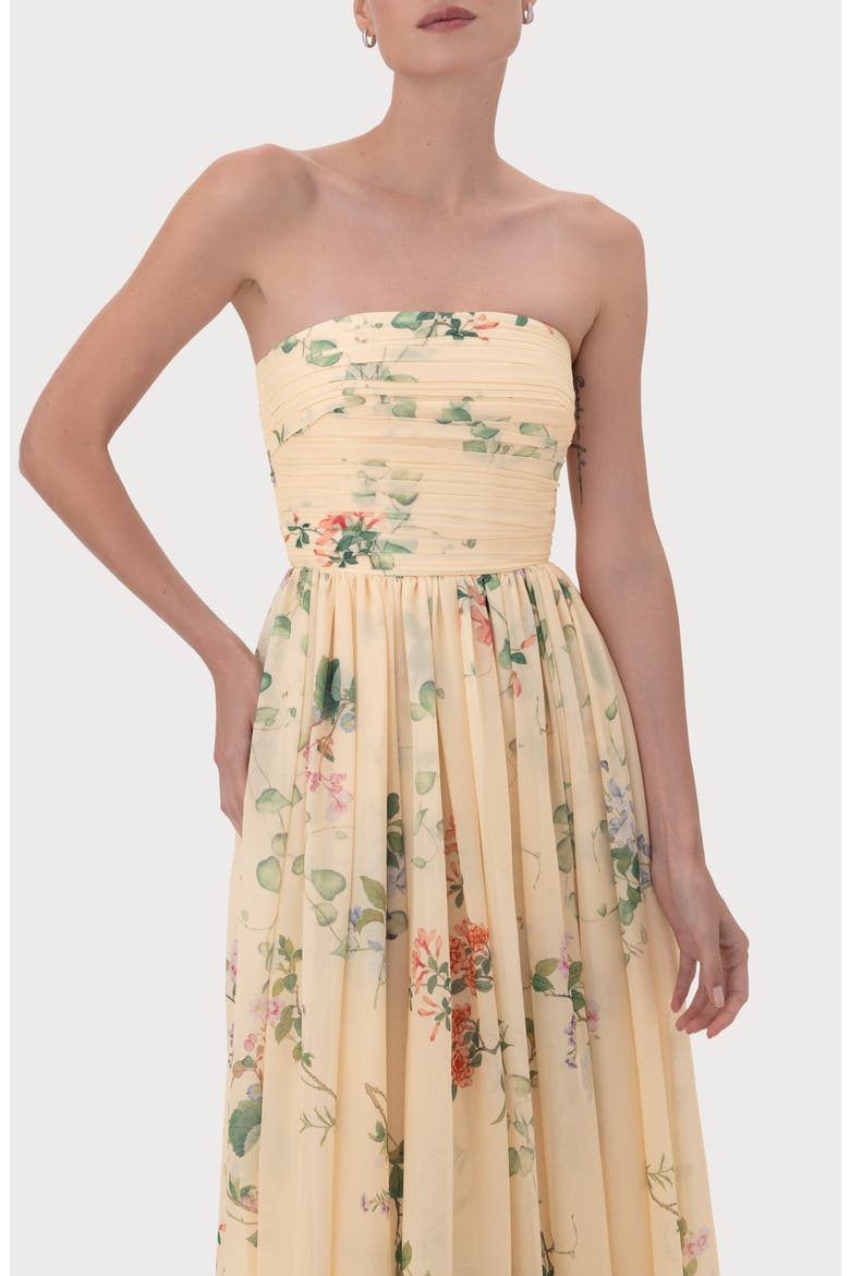 Camille Floral Strapless Gown, Alternate, color, SOFT YELLOW