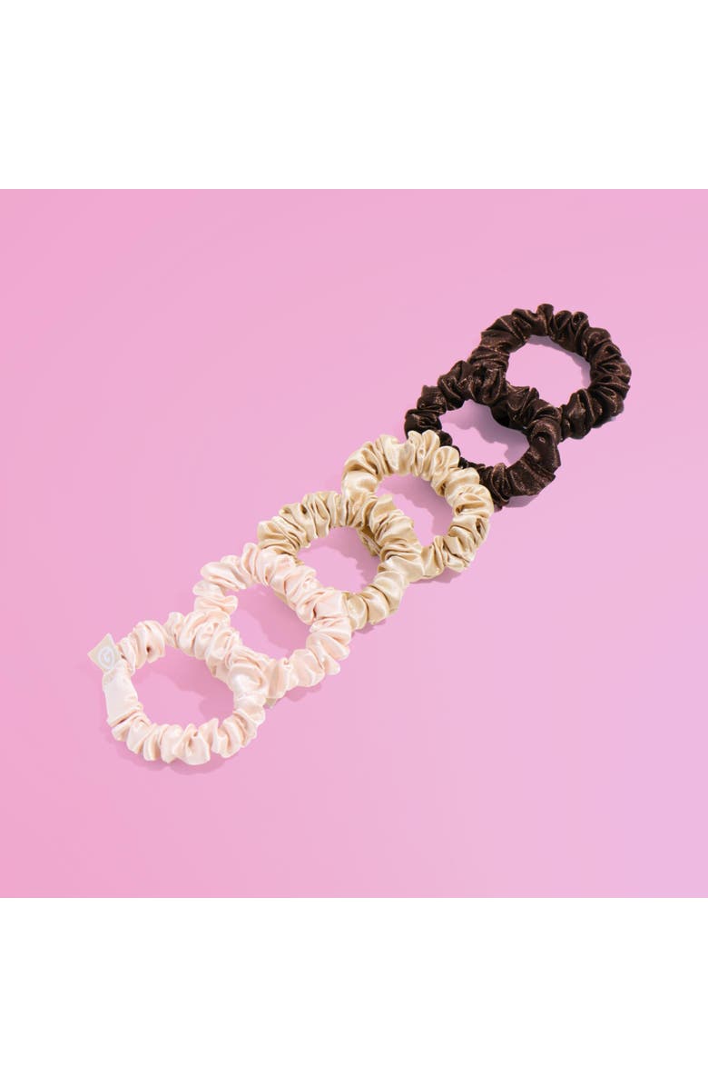 Gimme Beauty Slim Satin Hair Scrunchies, Alternate, color, Brown