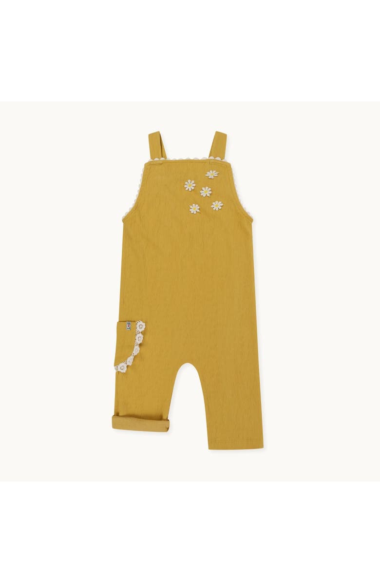 Lilly + Sid Organic Cotton Floral Applique Dungarees Jumpsuit, Main, color, Yellow