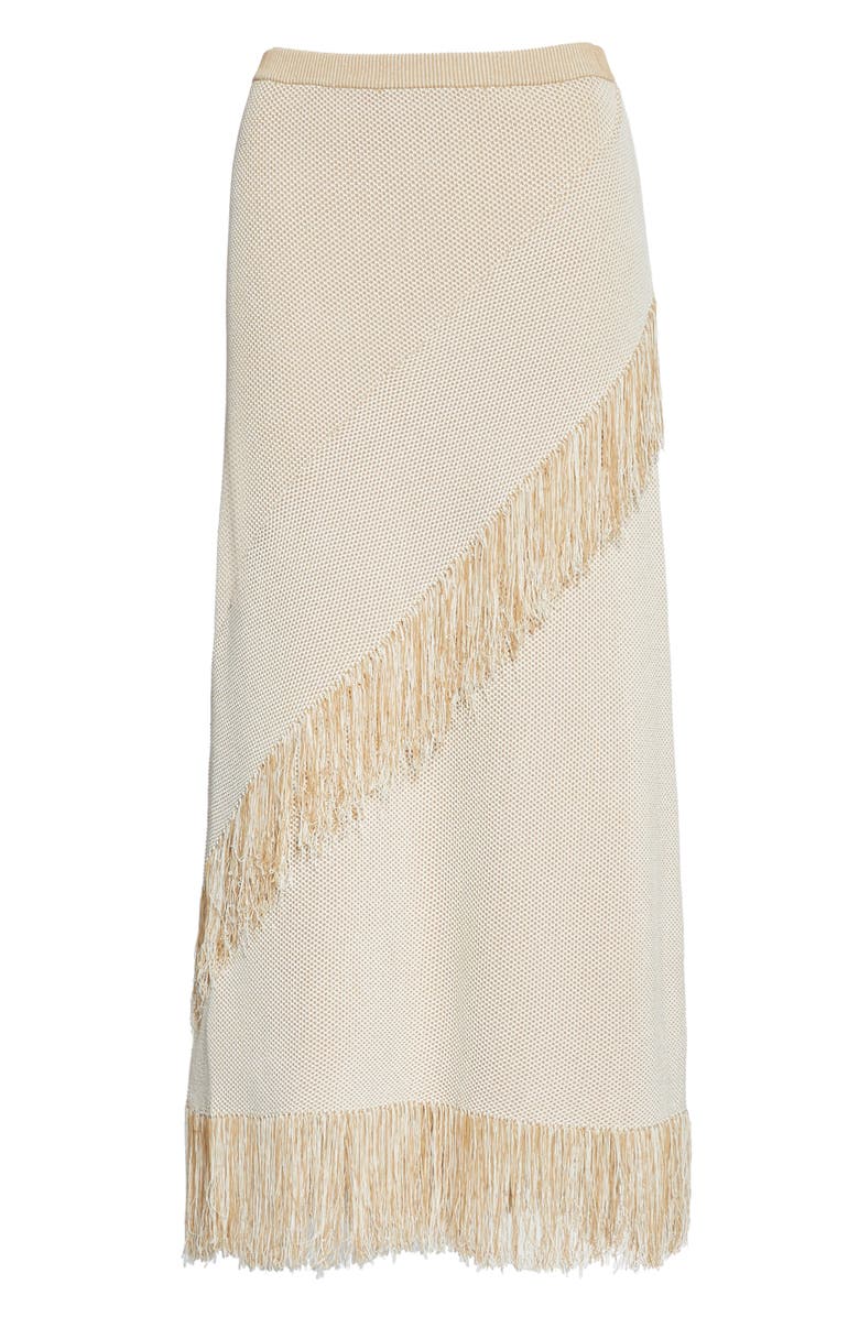 Rodebjer Tidar Fringe Trim Knit Midi Skirt, Alternate, color, 