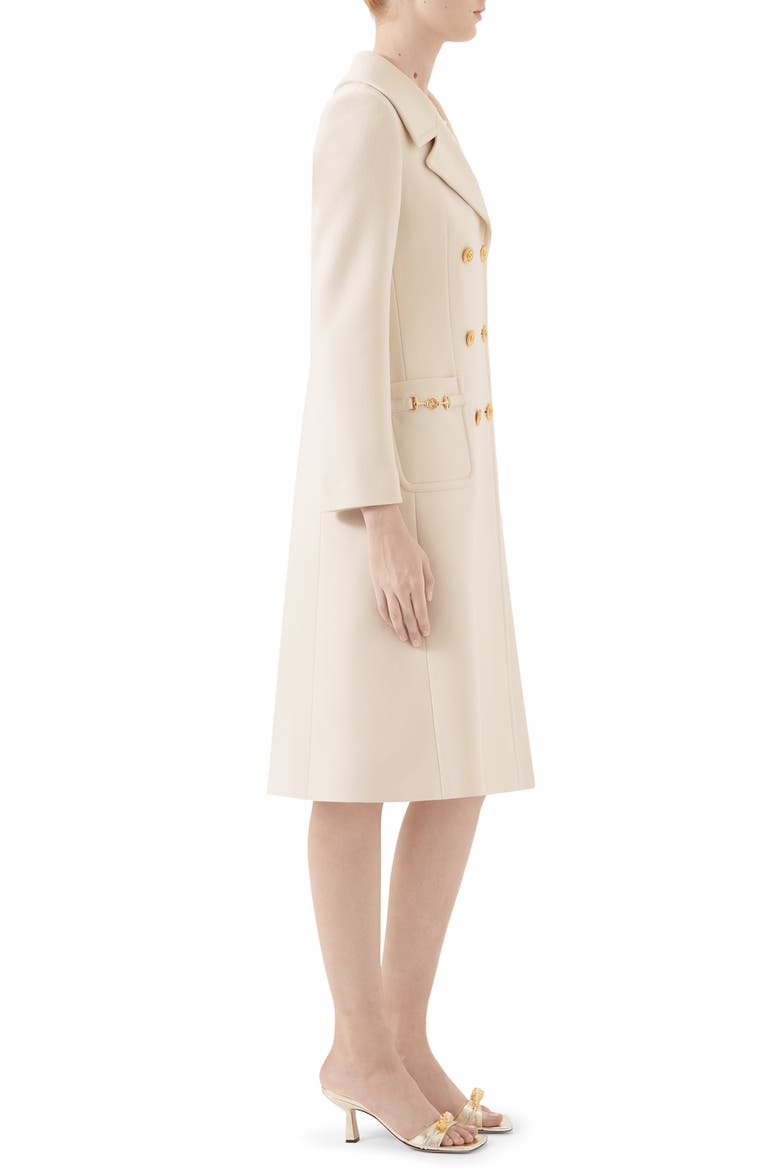 Double Breasted Wool Coat, Alternate, color, GARDENIA