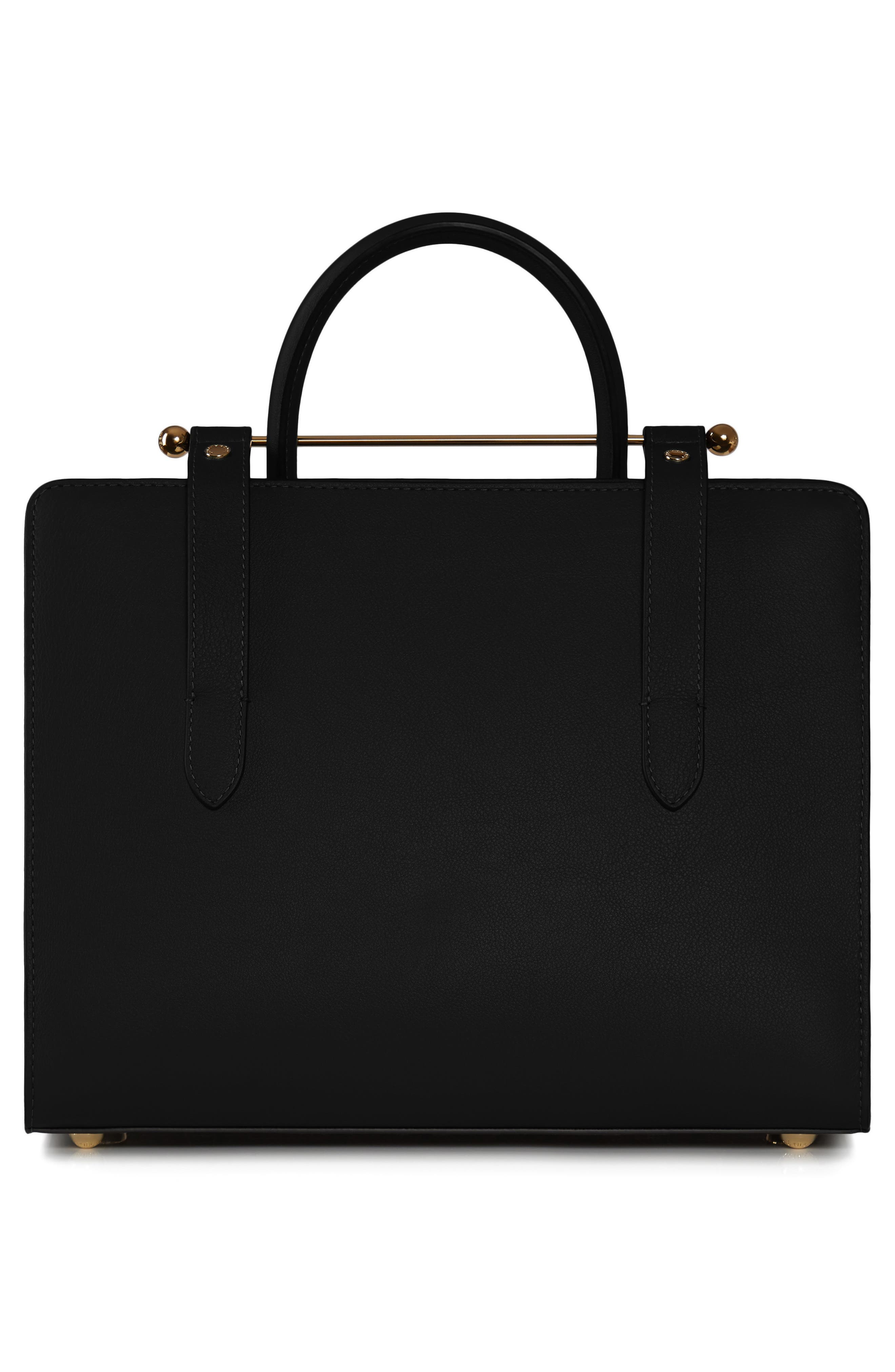 Strathberry Midi Leather Tote, Alternate, color, Black