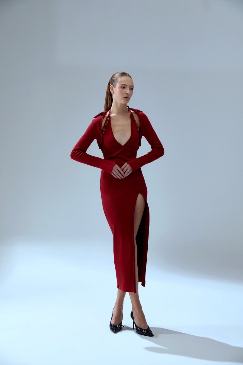 Your *Itch 2 Tones Rib Dress, Alternate, color, Red
