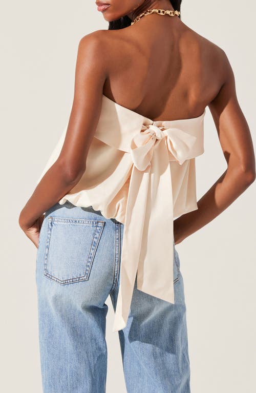 Astr The Label Khloe Strapless Bow Bubble Hem Top In Champagne