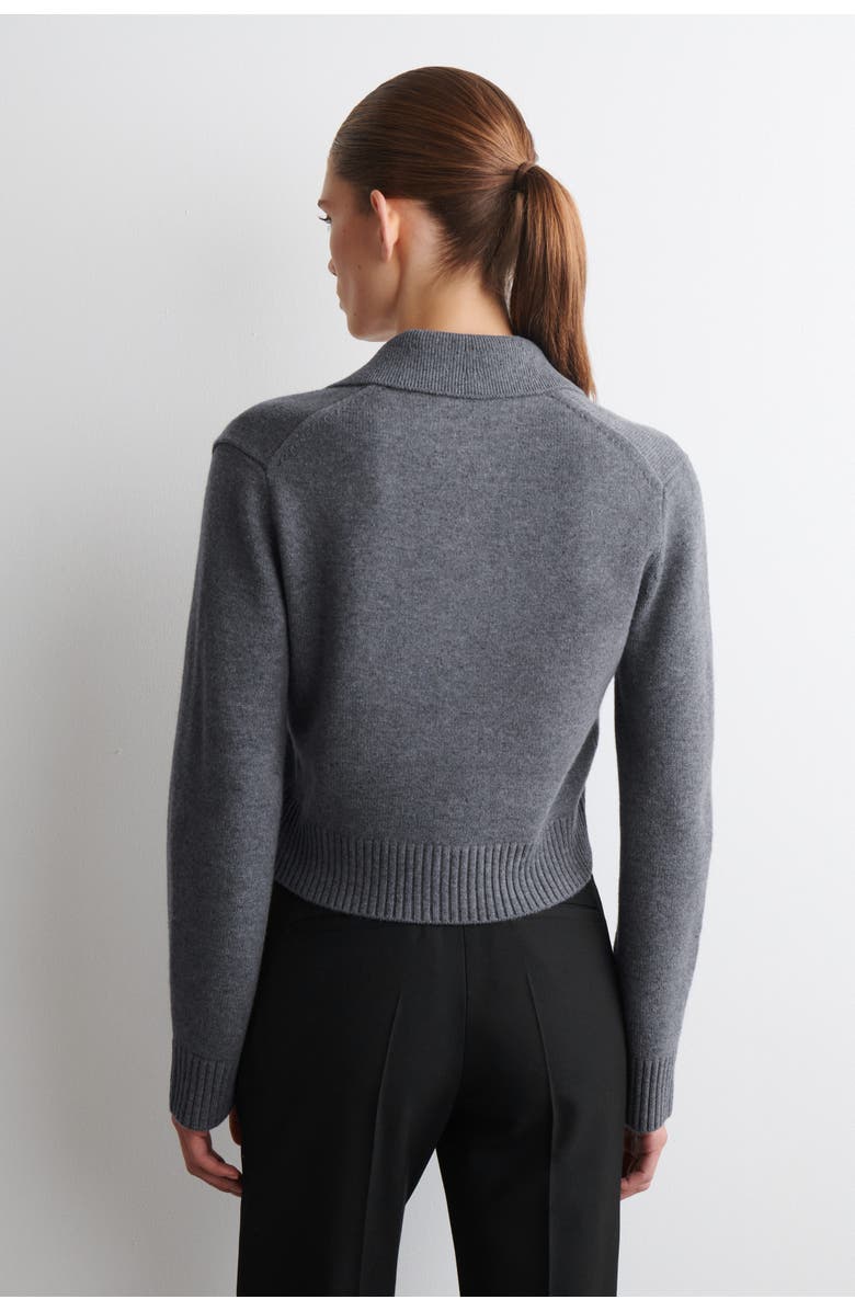 COS Collared Merino Wool Cardigan, Alternate, color, Gray Mélange